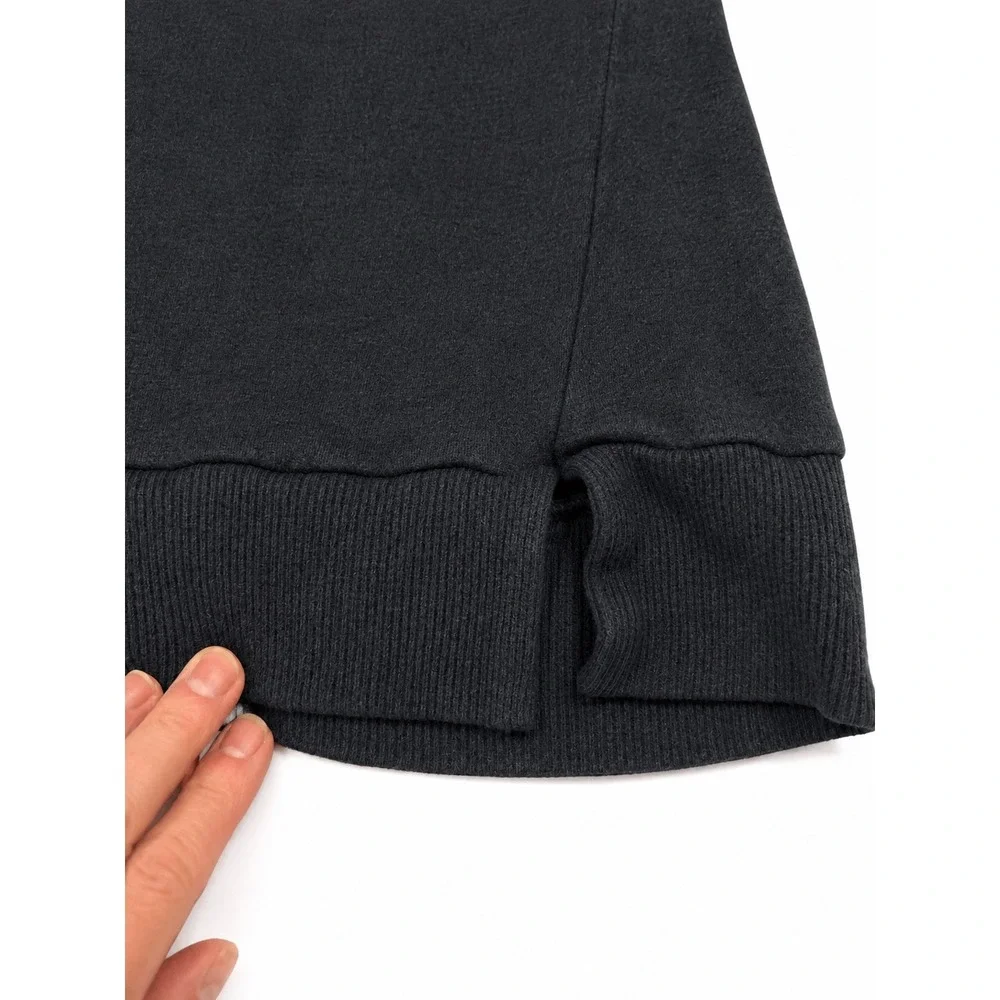 ALO Yoga Charcoal Gray/navy Turtleneck Pullover Sweatshirt Back Pleat Activewear